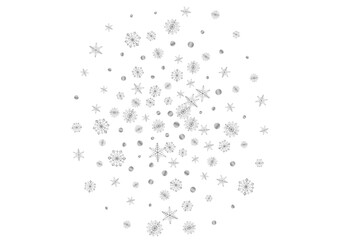 Silver Dot Background White Vector. Flake Isolated Texture. Luminous Snow Drawn. Metal Elegant Card.