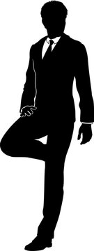 recommend clip art: Silhouette business person man in a smart suit and tie.