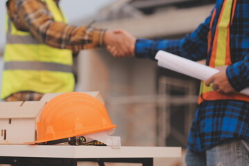 aerial view of construction worker in construction site