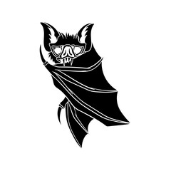Hand drawn illustration of a bat silhouette