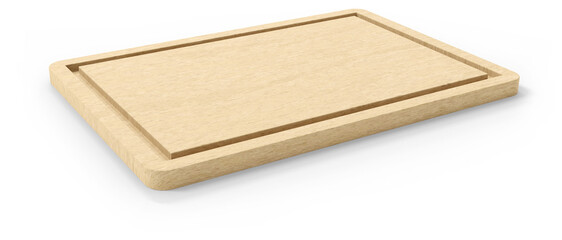 3D Render Rectangle Wooden Cutting Board CutOut