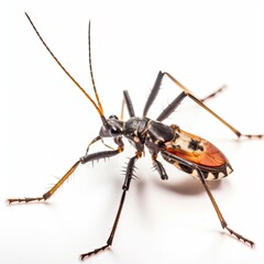 Assassin Bug Lurking on White - AI generated
