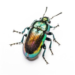 Jewel Beetle Shimmering on White - AI generated