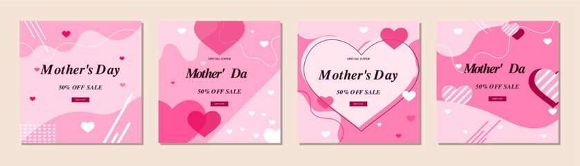 Mother's Day social media post collection template design