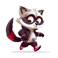 Illustration 2D cute skunk character AI Generative