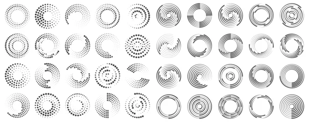 Poster Round halftone frame. Dotted circle, vintage abstract dot halftones frames and random dots circles. Spiral Vector Illustration.  © ikril