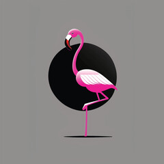 Vector illustration of pink flamingos on a Gray background.