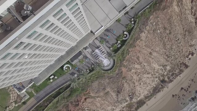 Aerial video descends, on a wedding canopy. Netanya, Israel