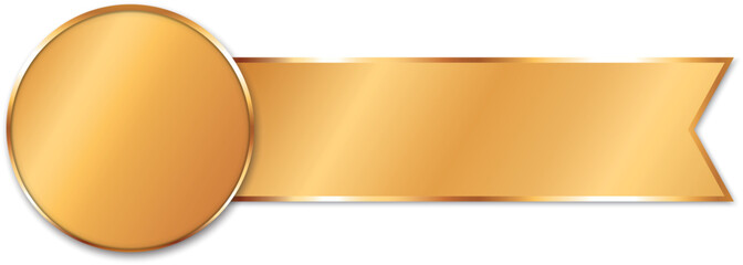 vector illustration of gold colored award with gold ribbon banner