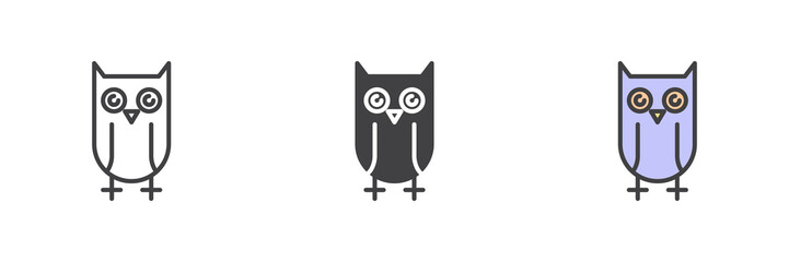 Owl bird different style icon set