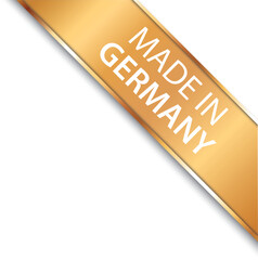 MADE IN GERMANY - vector illustration of gold corner ribbon banner with gold colored frame	
