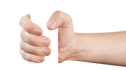 Hand holding something cut out