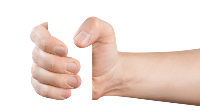 Hand holding something cut out - Powered by Adobe