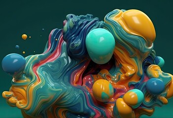 Abstract colorful paint graphic on a dark background. Generative AI