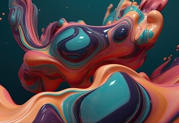 Abstract colorful paint graphic on a dark background. Generative AI