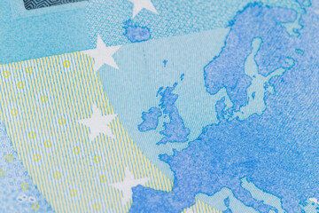 Close-up of the twenty euro banknote of the European Union