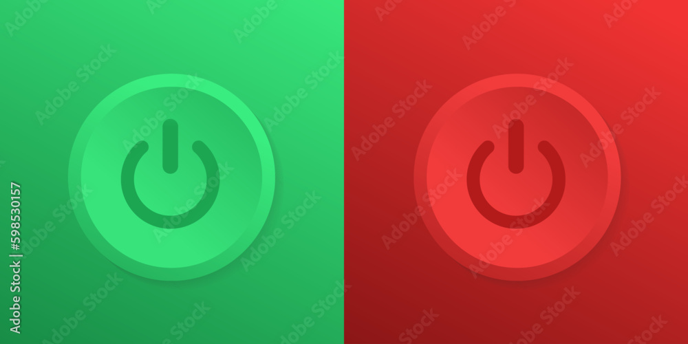 Poster power button icon on white background. web buttons for banner sites. on/off icon interface. green an