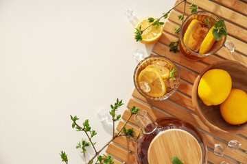 Ice tea - drink for refreshing in hot summer weather - obrazy, fototapety, plakaty
