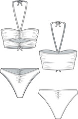 set of bikini, swimwear, lingerie