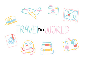 Travel the world poster - hand drawn