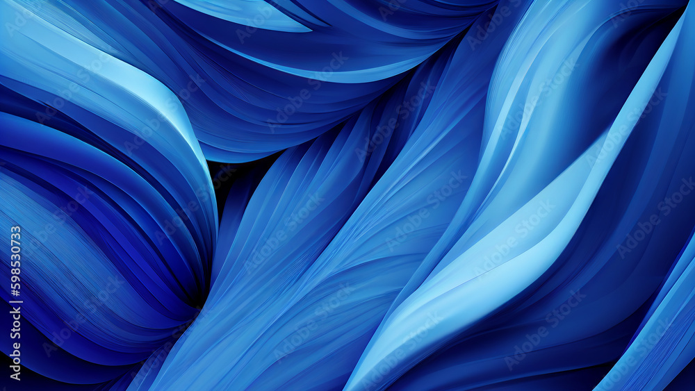 Poster abstract blue wavy wallpaper. waves background with curvy details. texture with bluish surreal gradi