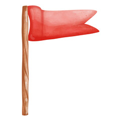 watercolor flag stick, Summer Camping Element, Summer Illustration