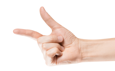 Male hand pointing at something, cut out