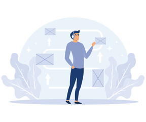 Warehouse modern technology concept, Warehouse voice tasking,  automated operations, order documentation, flat vector modern illustration