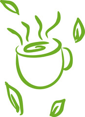 Green tea cup line art 2023050211