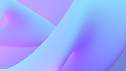 Abstract curved twisted 3d shape with light blue lilac purple pink gradient texture. Pastel neon glow. 3d render. Minimal background. Futuristic illustration for poster, cover, placard, banner design