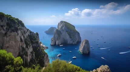 Naklejka premium rocky islands in the sea generative ai