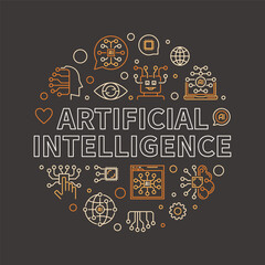 Fototapeta na wymiar Artificial Intelligence line round creative banner. Vector AI Technology illustration