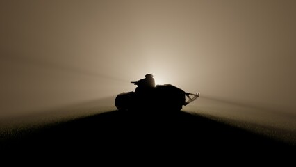 Fototapeta na wymiar silhouette of a tank