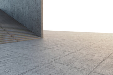 Stairs wall concrete exterior design. 3D rendering.