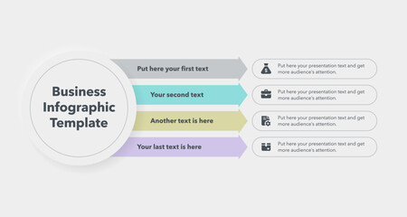 Business infographic divided into four setions with place for your texts. Flat infographic design template for website or presentation.