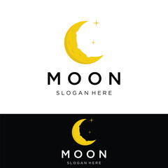 Logo design template crescent and star with modern concept isolated on background.