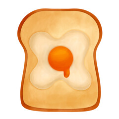 Watercolor Egg Toast Illustration Isolated on Transparent Background