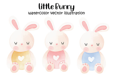 Cute bunny, rabbit, watercolor bunny, rabbit vector illustration