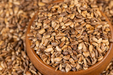 heavily fried sunflower seeds close up