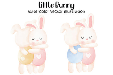 Obraz na płótnie Canvas Cute bunny, rabbit, watercolor bunny, rabbit vector illustration