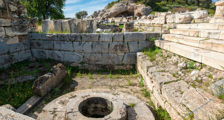 Archaeological site of Eleusis (Eleusina). Well of the fair dances (Callichoron Well) where goddess Demeter rested, when she first came to Eleusis
