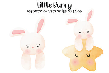 Cute bunny, rabbit, watercolor bunny, rabbit vector illustration