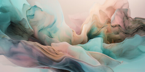 Abstract background in the style of soft pastel stains, shapes, lines and silhouettes
