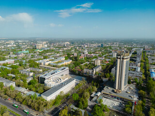 Aerial view of Kazakhstan hotel in Almaty city