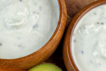 Delicious Fresh Cow's milk Yogurt with Kiwi slices