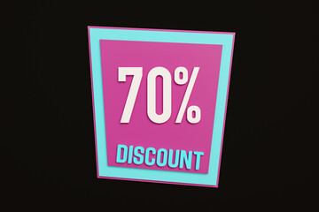 70% discount, shopping event. Sale, promotion, retail marketing,seventy percent discount and special offer sign. Shopping, retail store and commercial activity to safe money.