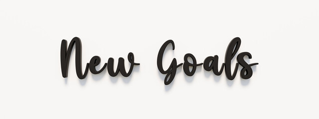 New goals. Handwritten black letters against white background with the text,new goals. Change, business motivational, to do list, chance, inspiration, new plans and mindset change.