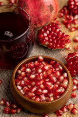 red pomegranate without peel with lots of sweet seeds