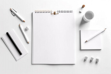 Blank white notepad sheet as mock up for writing. Generative AI	