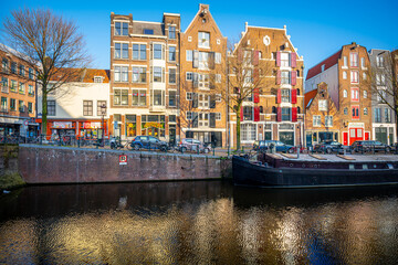 Amsterdam canals and typical dutch houses.